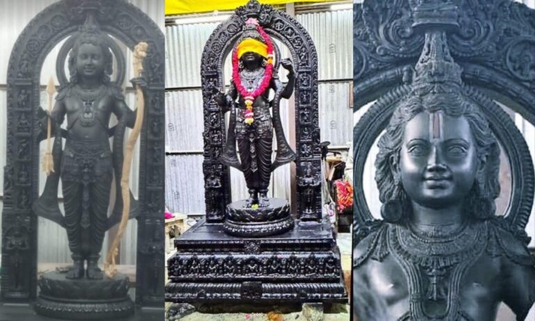 First Glimpse of Ram Lalla Idol Graces Ayodhya Temple's Sanctum Sanctorum