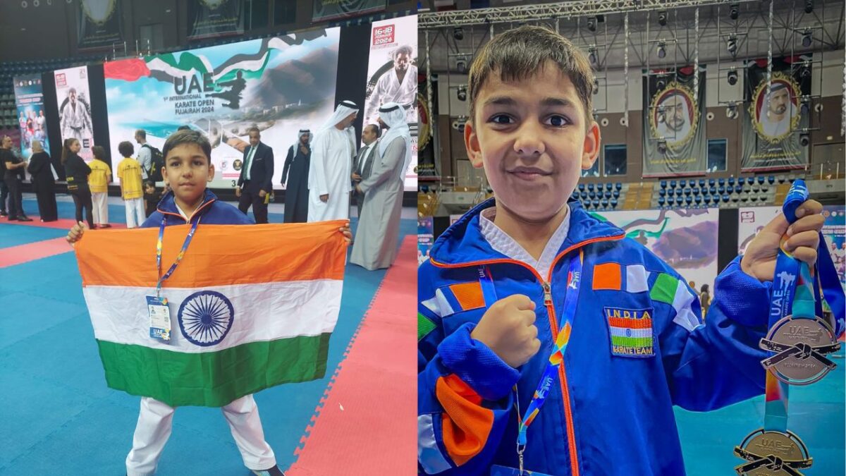 First UAE International Karate Open Championship: Gurgaon native Viraj Katyayan, eight years old, won silver Medal, honoring the nation and Haryana state.